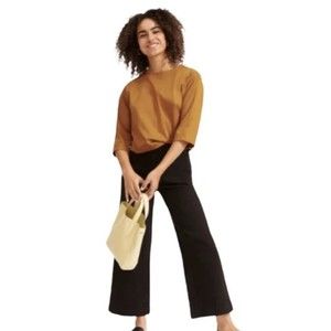 EVERLANE The Wide Leg Jean Black High Rise Ankle Button Fly Jeans Size 24